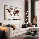 Personalized Push Pin World Map Canvas – Custom Framed