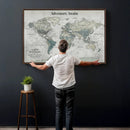 Personalized Push Pin World Map Canvas – Custom Framed