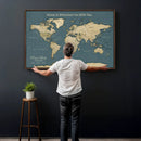 Personalized Push Pin World Map Canvas – Custom Framed