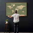Personalized Push Pin World Map Canvas – Custom Framed