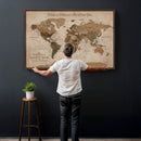 Personalized Push Pin World Map Canvas – Custom Framed