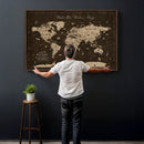 Personalized Push Pin World Map Canvas – Custom Framed
