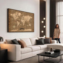 Custom Push Pin World Map Wall Art Canvas Print – Personalized Travel Tracker with Pins Framed Large for Home and Office Decor