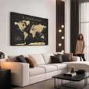Custom Push Pin World Map Wall Art Canvas Print – Personalized Travel Tracker with Pins Framed Large for Home and Office Decor