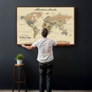 Custom Push Pin World Map Wall Art Canvas Print – Custom by MyGreatCanvas | Canvas Wall Art Prints | Photo Prints & Wall Decor
