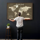 Personalized Framed World Map Wall Art Canvas – Custom Push