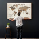 Personalized World Map Wall Art Canvas Print – Custom Push