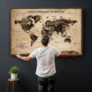 Personalized Framed World Map Wall Art Canvas Print – Custom