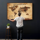 Custom Vintage World Map Canvas Wall Art – Custom Framed