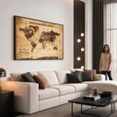 Custom Vintage World Map Canvas Wall Art – Custom Framed