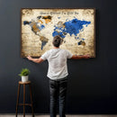 Personalized World Map Canvas Wall Art – Custom Framed Push