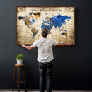 Personalized World Map Canvas Wall Art – Custom Framed Push