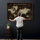 Personalized World Map Canvas Wall Art – Custom Framed Push