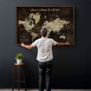 Personalized World Map Canvas Wall Art – Custom Framed Push