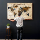 Vintage Custom World Map Canvas Wall Art – Custom Framed