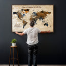 Vintage Custom World Map Canvas Wall Art – Custom Framed