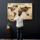 Personalized World Map Canvas Wall Art – Custom Framed Push