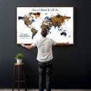 Personalize World Map Canvas Wall Art – Framed Custom Push