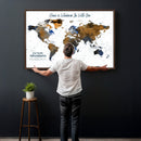 Personalize World Map Canvas Wall Art – Framed Custom Push