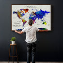 Detailed Custom World Map Print – Framed Custom Push Pin
