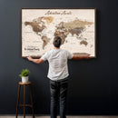 Framed Push Pin World Map Canvas Print – Custom Framed