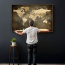 Large Framed Vintage World Map Wall Art Print for Home Wall by MyGreatCanvas | Canvas Wall Art Prints | Photo Prints & Wall Decor