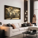 Large Framed Vintage World Map Wall Art Print for Home Wall