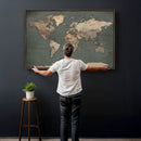 Rustic Black and Wood World Map Canvas Wall Art – Framed by MyGreatCanvas | Canvas Wall Art Prints | Photo Prints & Wall Decor