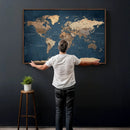 Navy Blue World Map Canvas Print – Framed Travel Map Wall by MyGreatCanvas | Canvas Wall Art Prints | Photo Prints & Wall Decor