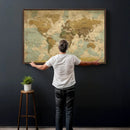 Vintage World Map Wall Art Canvas Print, Detailed World Map