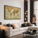 Vintage World Map Wall Art Canvas Print, Detailed World Map
