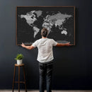 Black World Map Wall Art Canvas Print – Detailed Map of the by MyGreatCanvas | Canvas Wall Art Prints | Photo Prints & Wall Decor