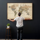 Framed World Map Wall Art for Home and Office Decor