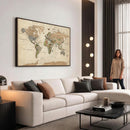 Framed World Map Wall Art for Home and Office Decor