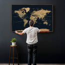 Vintage World Map Canvas on the Dark Background Wall Art