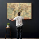 Vintage World Map Wall Art | Ready to Hang and Framed
