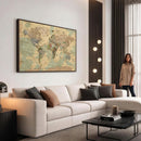 Vintage World Map Wall Art | Ready to Hang and Framed