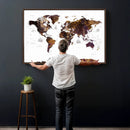 Rustic World Map Wall Art Canvas Print | Large World Map on