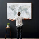 Push Pin World Map Canvas Print - Detailed Vintage World Map by MyGreatCanvas | Canvas Wall Art Prints | Photo Prints & Wall Decor