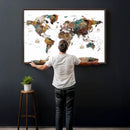 Watercolor World Map Canvas Print – Detailed Map of the
