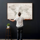 Antique Style World Map Canvas Print - Vintage Detailed