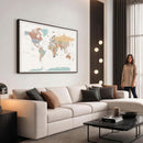 Pastel Colors World Map Wall Art Canvas Print
