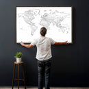 World Map Canvas Print – Framed Modern Detailed Map of the by MyGreatCanvas | Canvas Wall Art Prints | Photo Prints & Wall Decor