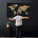 Vintage World Map Earth Globe Countries Oceans Continents by MyGreatCanvas | Canvas Wall Art Prints | Photo Prints & Wall Decor