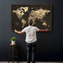Framed World Map with Pin Canvas Print – Detailed World Map