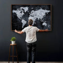 Black World Map Canvas Print – Detailed Map for Couples and by MyGreatCanvas | Canvas Wall Art Prints | Photo Prints & Wall Decor