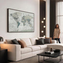 Neutral Vintage World Map Canvas Wall Art Print, Classic Map