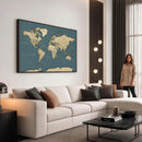Minimal Vintage World Map Canvas Wall Art Print, Neutral