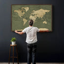 Large World Map Canvas Wall Art Print for Study Room Decor -