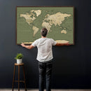 Vintage World Map Canvas Wall Art Print, Classic Global Map